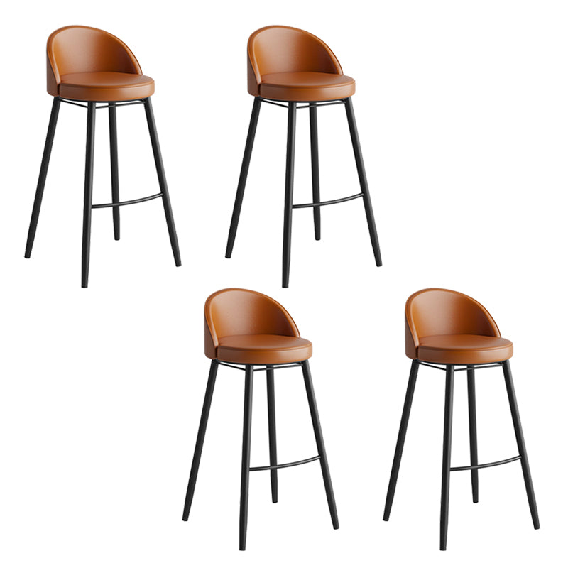 Faux Leather Armless Bar Stool Industrial Low Back Bar Chair with Metal Footrest