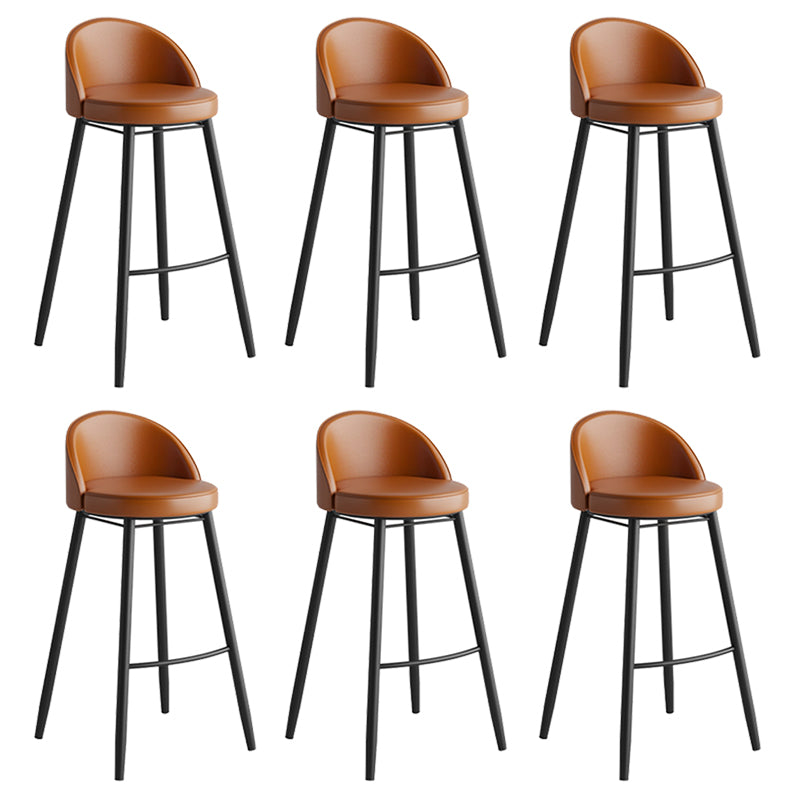 Faux Leather Armless Bar Stool Industrial Low Back Bar Chair with Metal Footrest