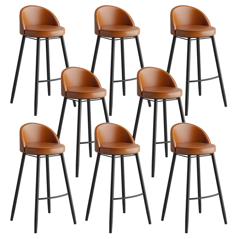 Faux Leather Armless Bar Stool Industrial Low Back Bar Chair with Metal Footrest