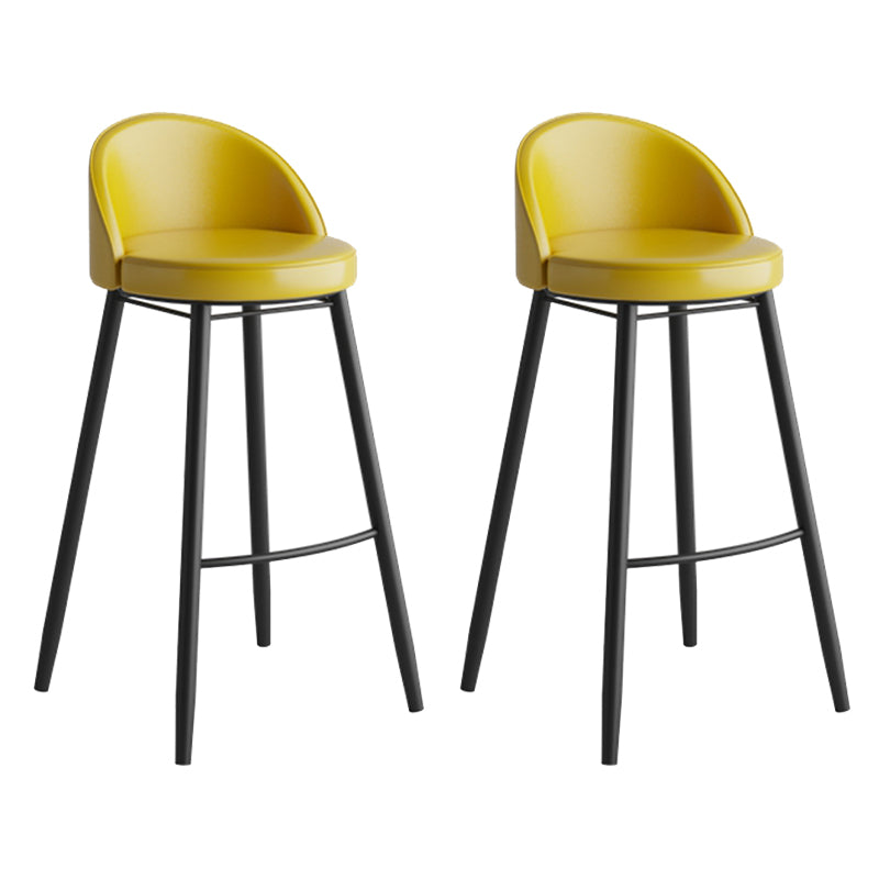 Faux Leather Armless Bar Stool Industrial Low Back Bar Chair with Metal Footrest