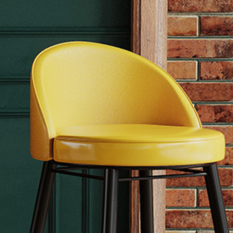Faux Leather Armless Bar Stool Industrial Low Back Bar Chair with Metal Footrest
