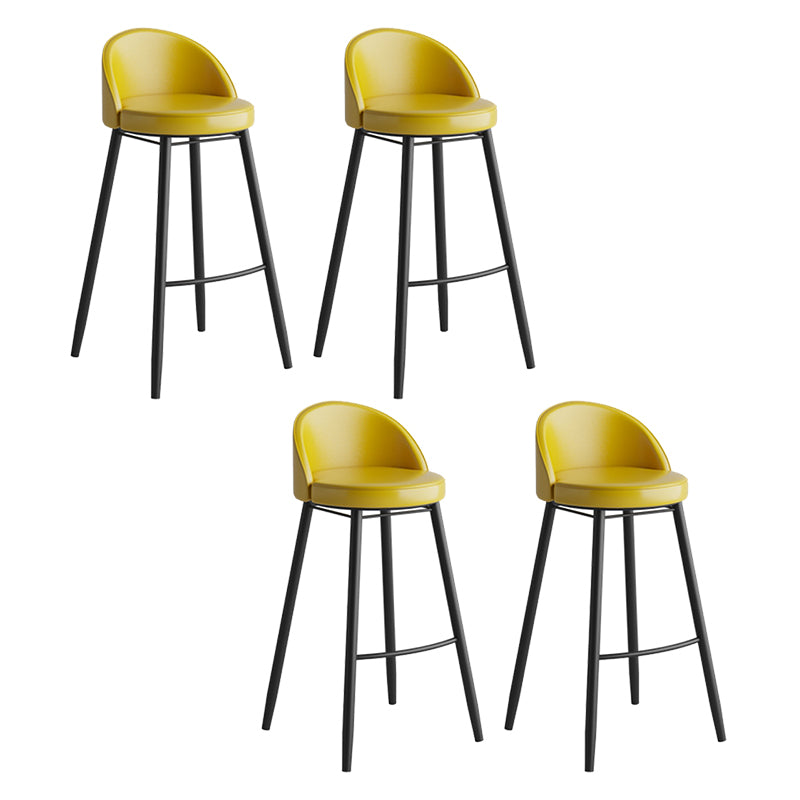 Faux Leather Armless Bar Stool Industrial Low Back Bar Chair with Metal Footrest