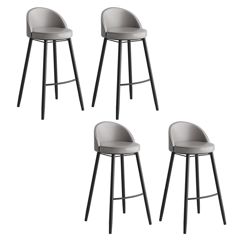 Faux Leather Armless Bar Stool Industrial Low Back Bar Chair with Metal Footrest