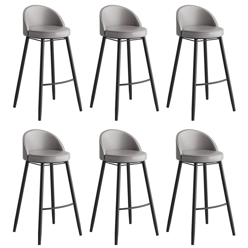 Faux Leather Armless Bar Stool Industrial Low Back Bar Chair with Metal Footrest