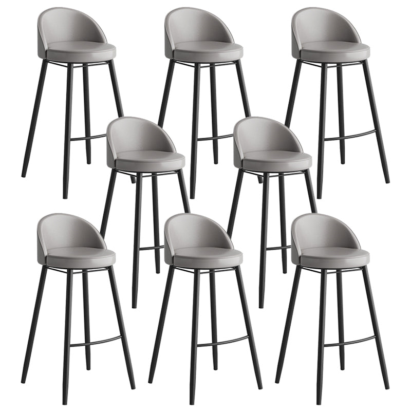 Faux Leather Armless Bar Stool Industrial Low Back Bar Chair with Metal Footrest