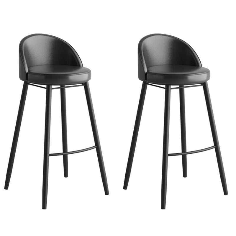 Faux Leather Armless Bar Stool Industrial Low Back Bar Chair with Metal Footrest