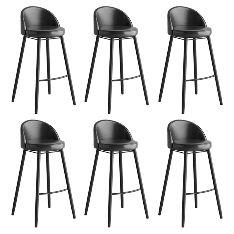Faux Leather Armless Bar Stool Industrial Low Back Bar Chair with Metal Footrest