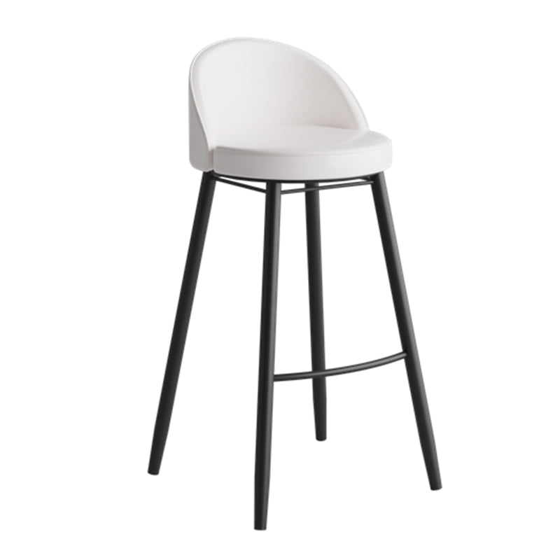 Faux Leather Armless Bar Stool Industrial Low Back Bar Chair with Metal Footrest