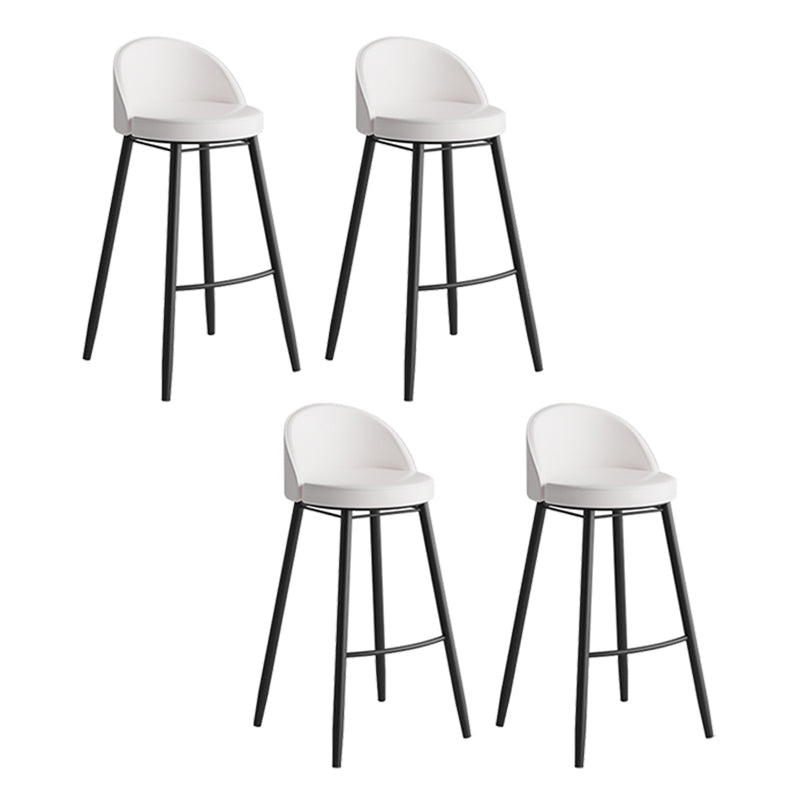 Faux Leather Armless Bar Stool Industrial Low Back Bar Chair with Metal Footrest