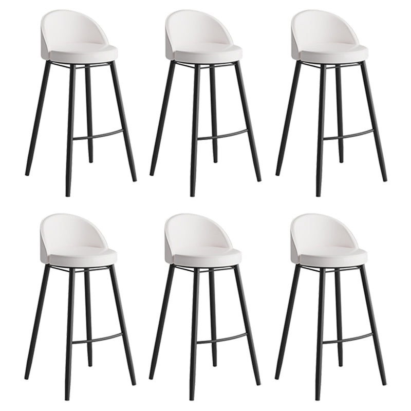 Faux Leather Armless Bar Stool Industrial Low Back Bar Chair with Metal Footrest