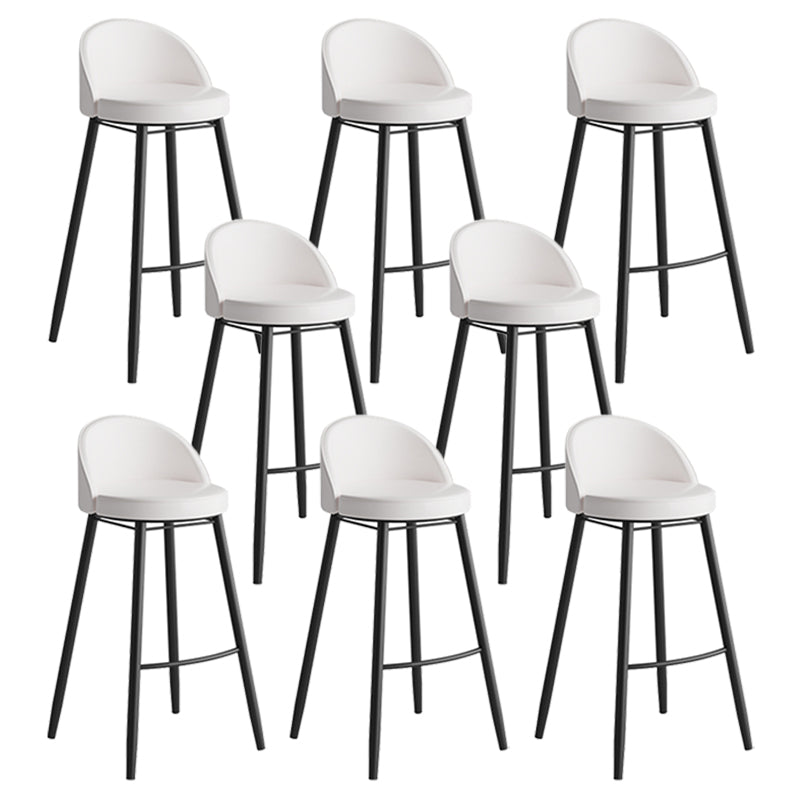 Faux Leather Armless Bar Stool Industrial Low Back Bar Chair with Metal Footrest