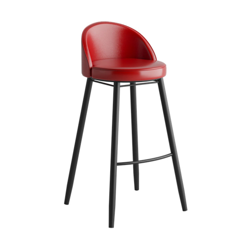 Faux Leather Armless Bar Stool Industrial Low Back Bar Chair with Metal Footrest