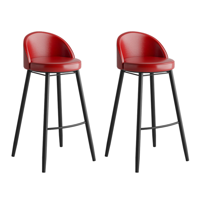 Faux Leather Armless Bar Stool Industrial Low Back Bar Chair with Metal Footrest
