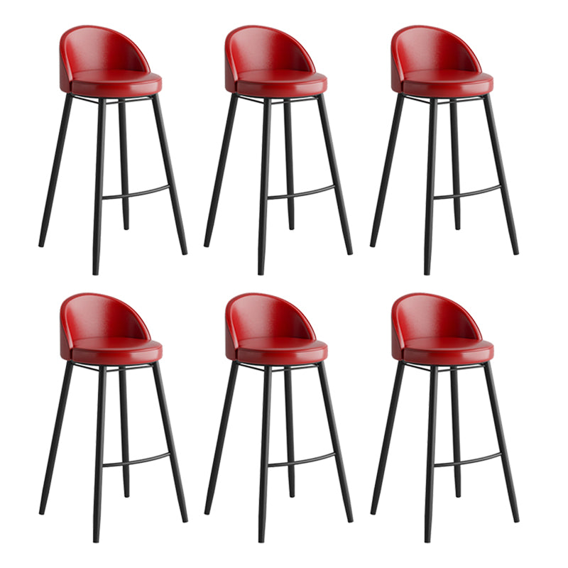 Faux Leather Armless Bar Stool Industrial Low Back Bar Chair with Metal Footrest