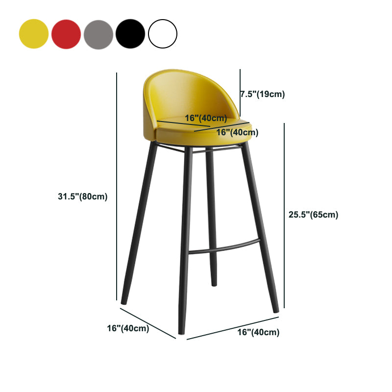 Faux Leather Armless Bar Stool Industrial Low Back Bar Chair with Metal Footrest