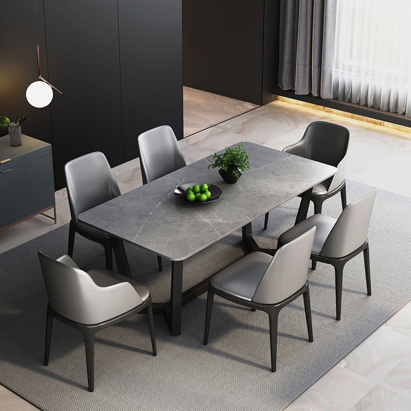 Grey Designer 1/2/5/6/7 Pieces Dining Table Set Rectangle Stone Dinette Set