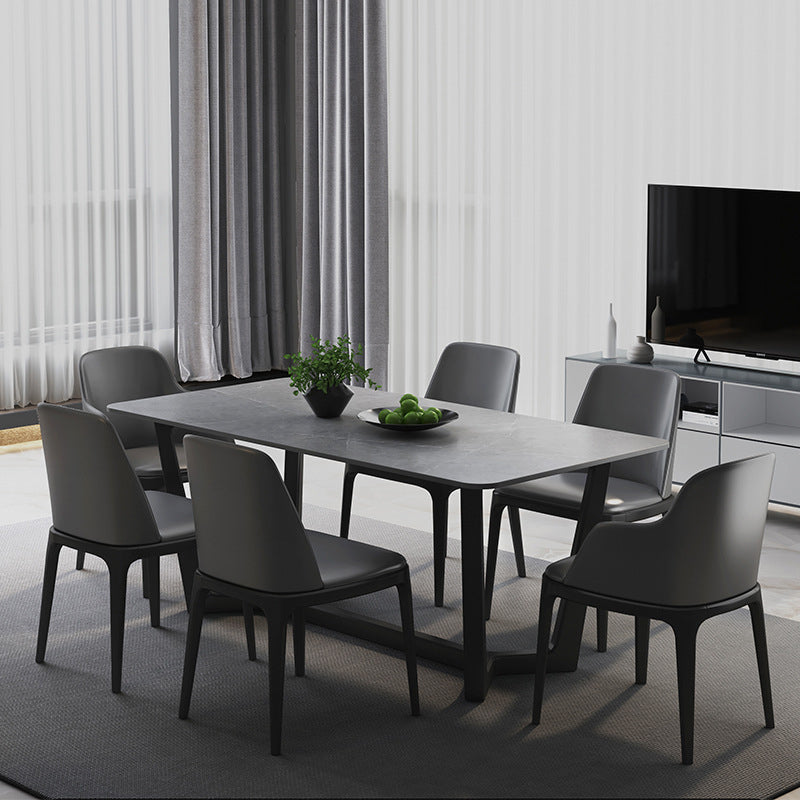 Grey Designer 1/2/5/6/7 Pieces Dining Table Set Rectangle Stone Dinette Set