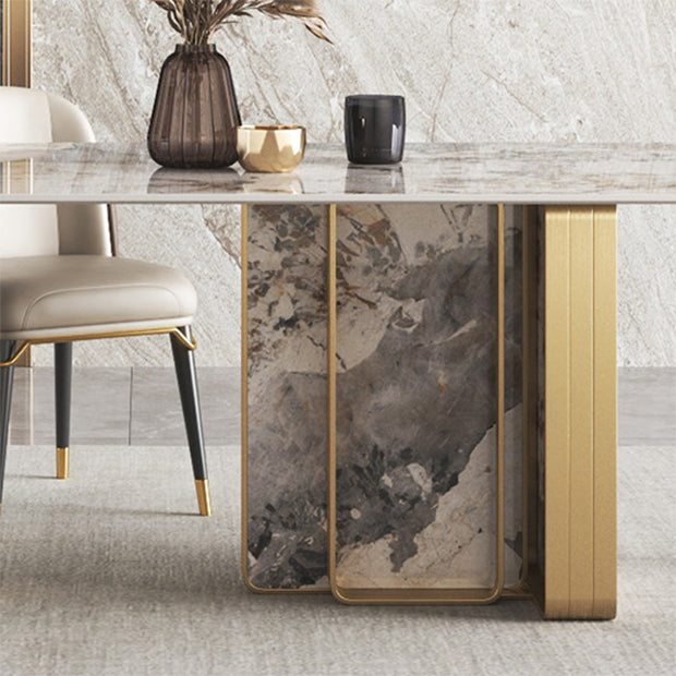 Nordic Glam Rectangle Sintered Stone Table Set 1/4/5/6/8 Pieces Dining Set