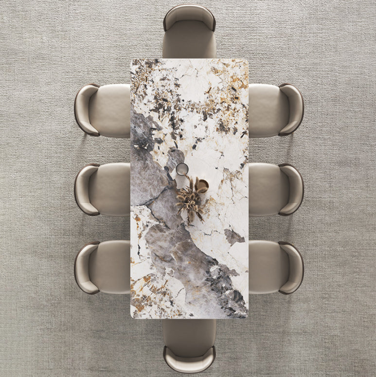 Nordic Glam Rectangle Sintered Stone Table Set 1/4/5/6/8 Pieces Dining Set