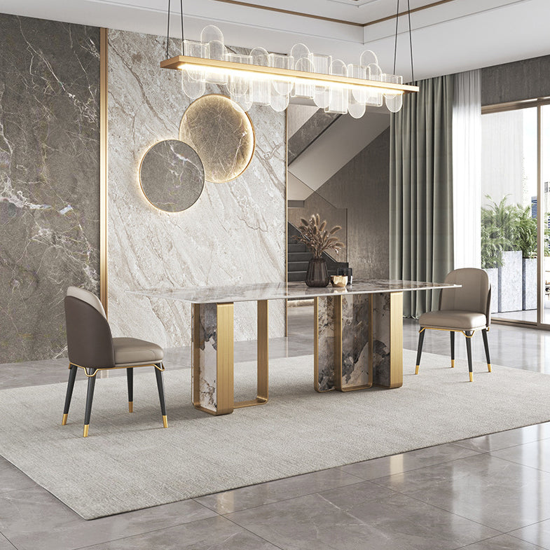 Nordic Glam Rectangle Sintered Stone Table Set 1/4/5/6/8 Pieces Dining Set