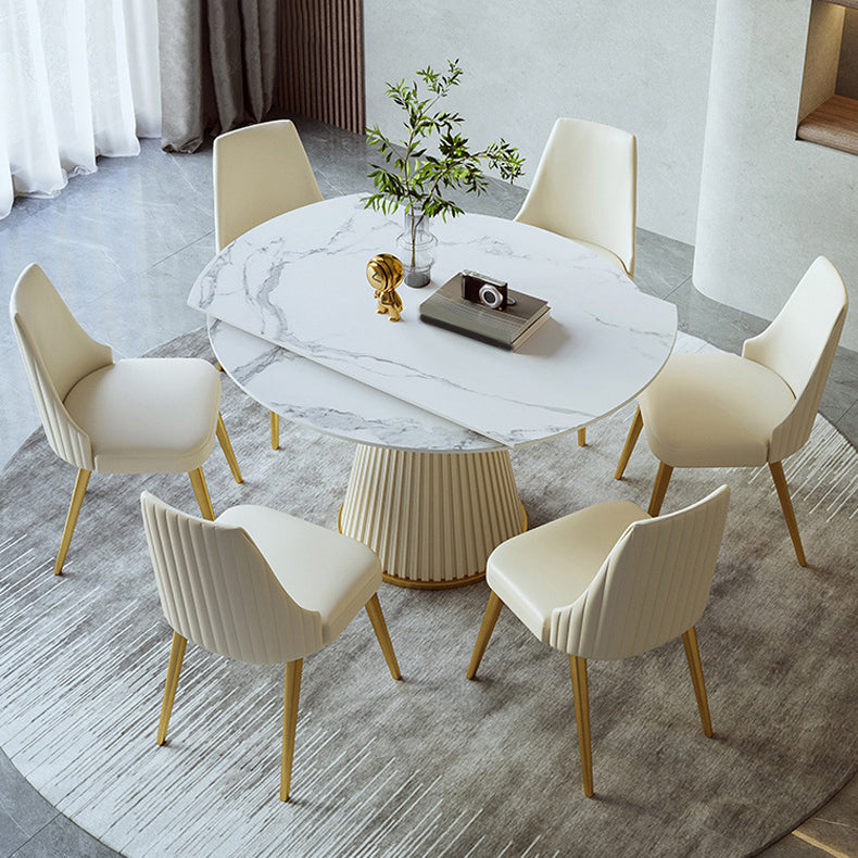 Nordic Glam Rectangle Sintered Stone Table Set 1/2/3/5/7 Pieces Dining Set