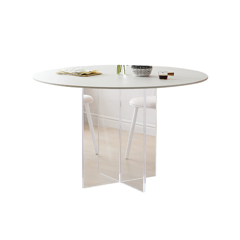 Round Dining Table Set 1/3/4/5 Pcs Acrylic Base Dining Table with Plastic Side Chairs