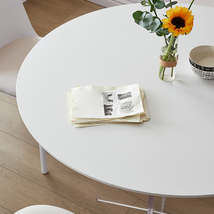 Round Dining Table Set 1/3/4/5 Pcs Acrylic Base Dining Table with Plastic Side Chairs