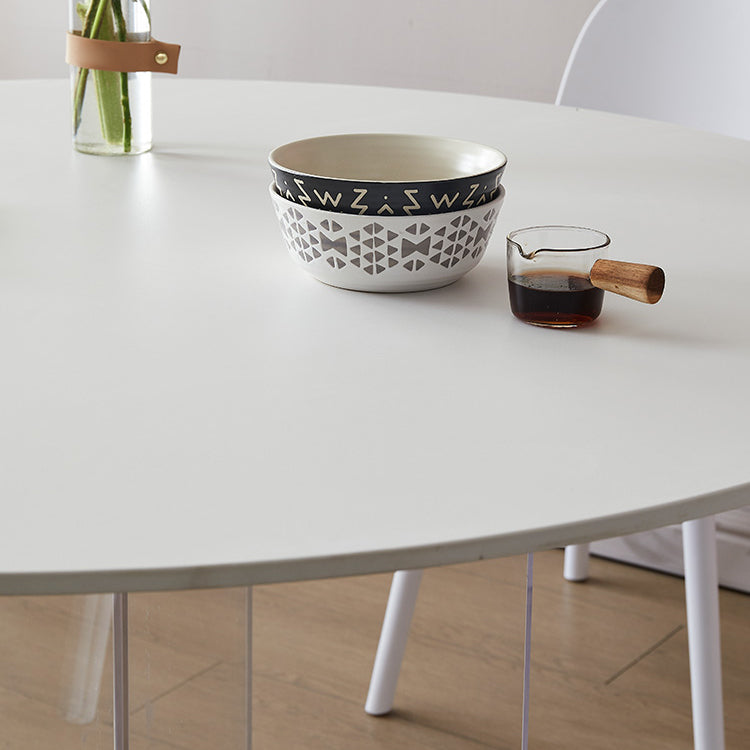 Round Dining Table Set 1/3/4/5 Pcs Acrylic Base Dining Table with Plastic Side Chairs