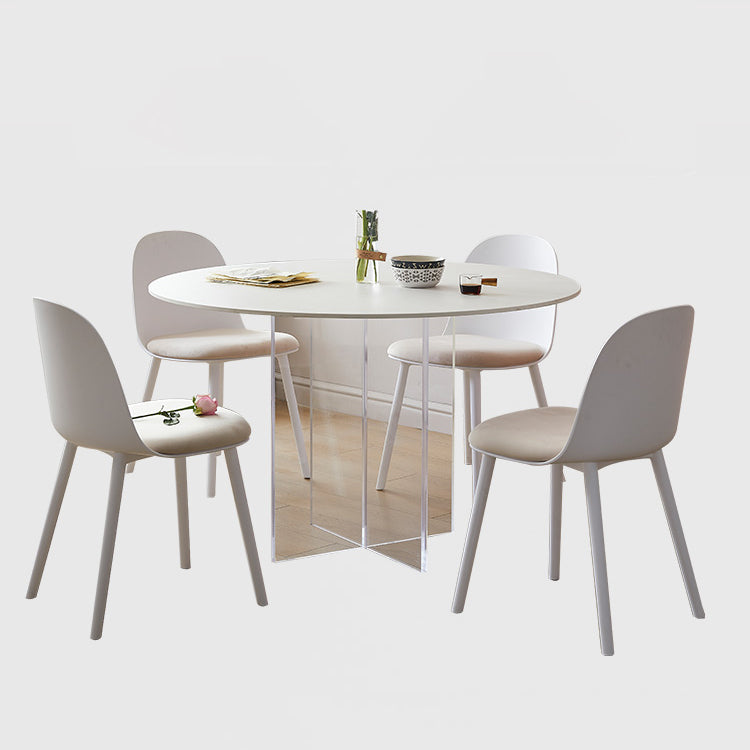 Round Dining Table Set 1/3/4/5 Pcs Acrylic Base Dining Table with Plastic Side Chairs