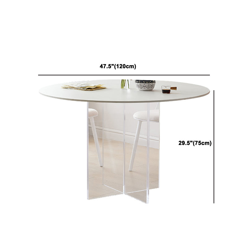 Round Dining Table Set 1/3/4/5 Pcs Acrylic Base Dining Table with Plastic Side Chairs