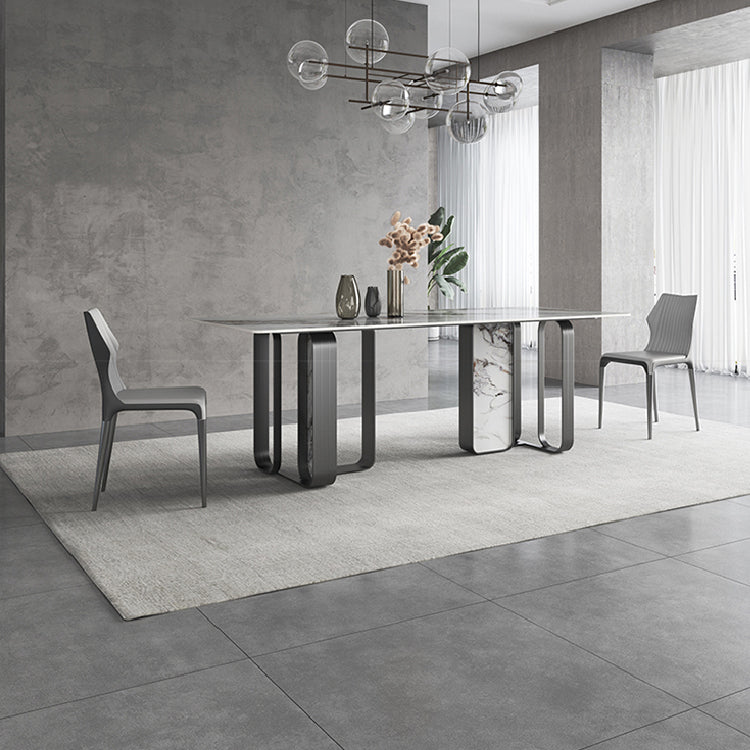 Modern Style Rectangle Sintered Stone Table Set 1/3/4/5 Pieces Dining Set