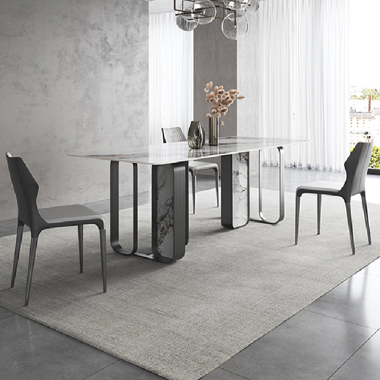 Modern Style Rectangle Sintered Stone Table Set 1/3/4/5 Pieces Dining Set