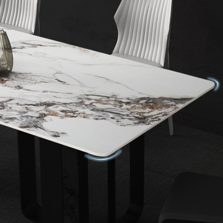 Modern Style Rectangle Sintered Stone Table Set 1/3/4/5 Pieces Dining Set