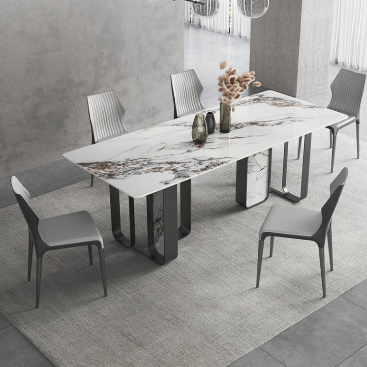 Modern Style Rectangle Sintered Stone Table Set 1/3/4/5 Pieces Dining Set