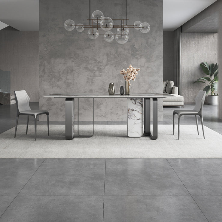 Modern Style Rectangle Sintered Stone Table Set 1/3/4/5 Pieces Dining Set