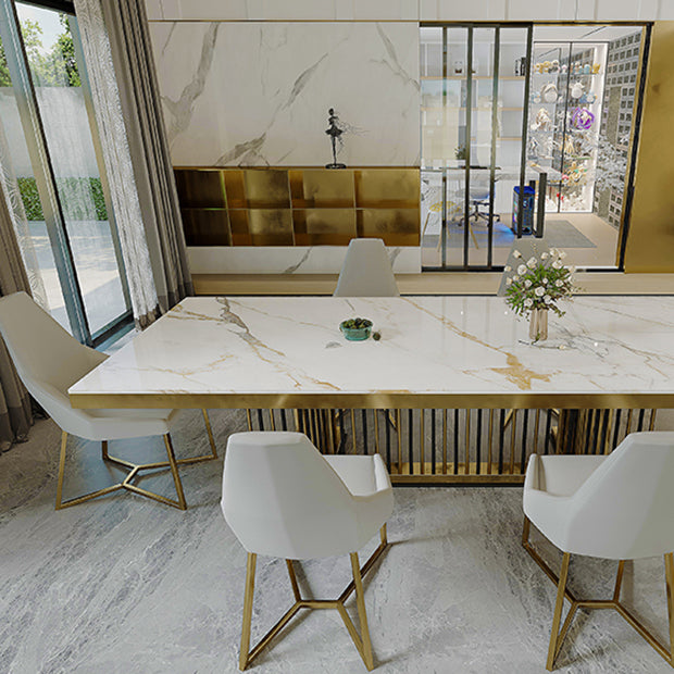 Nordic Glam Rectangle Sintered Stone Table Set 1/4/7 Pieces Dining Set