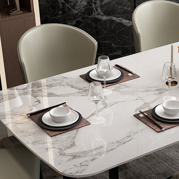 Modern Style Rectangle Sintered Stone Table Set 1/4/5/7 Pieces Dining Set