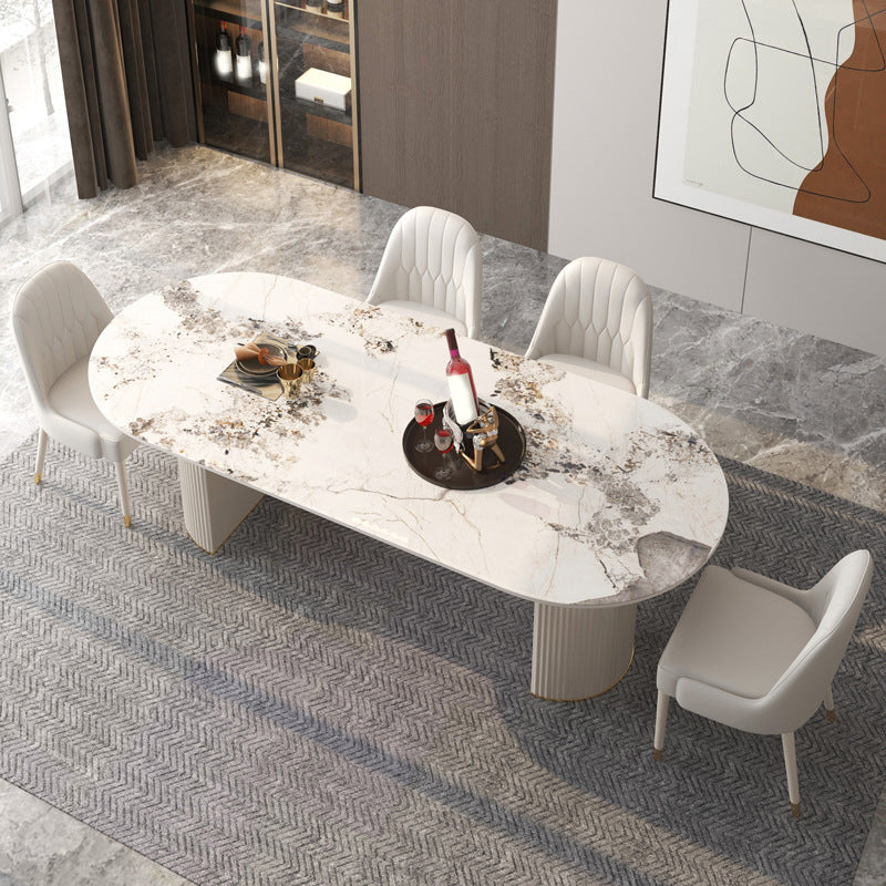 Glam Style Sintered Stone Dining Set Oval 1/3/4/5/7 Pieces Dining Set