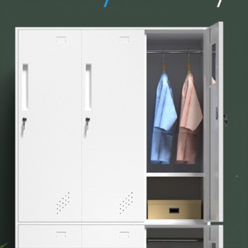 Contemporary Style Wardrobe Metal Home Wardrobe Closet with Locks