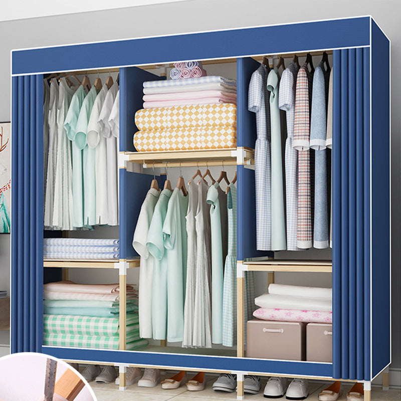 Contemporary Style Wardrobe Armoire Solid Wood Bedroom Wardrobe Closet with Shelves