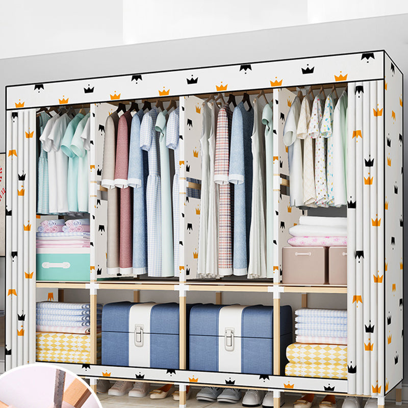 Contemporary Style Wardrobe Armoire Solid Wood Bedroom Wardrobe Closet with Shelves