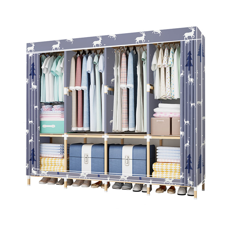 Contemporary Style Wardrobe Armoire Solid Wood Bedroom Wardrobe Closet with Shelves