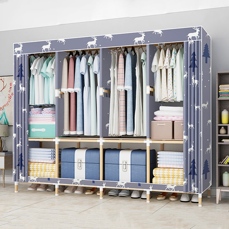 Contemporary Style Wardrobe Armoire Solid Wood Bedroom Wardrobe Closet with Shelves