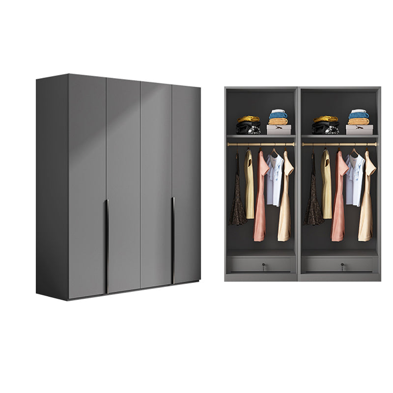 Gray Colour Wardrobe Armoire Wood Bedroom Wardrobe Closet with 1 Drawer