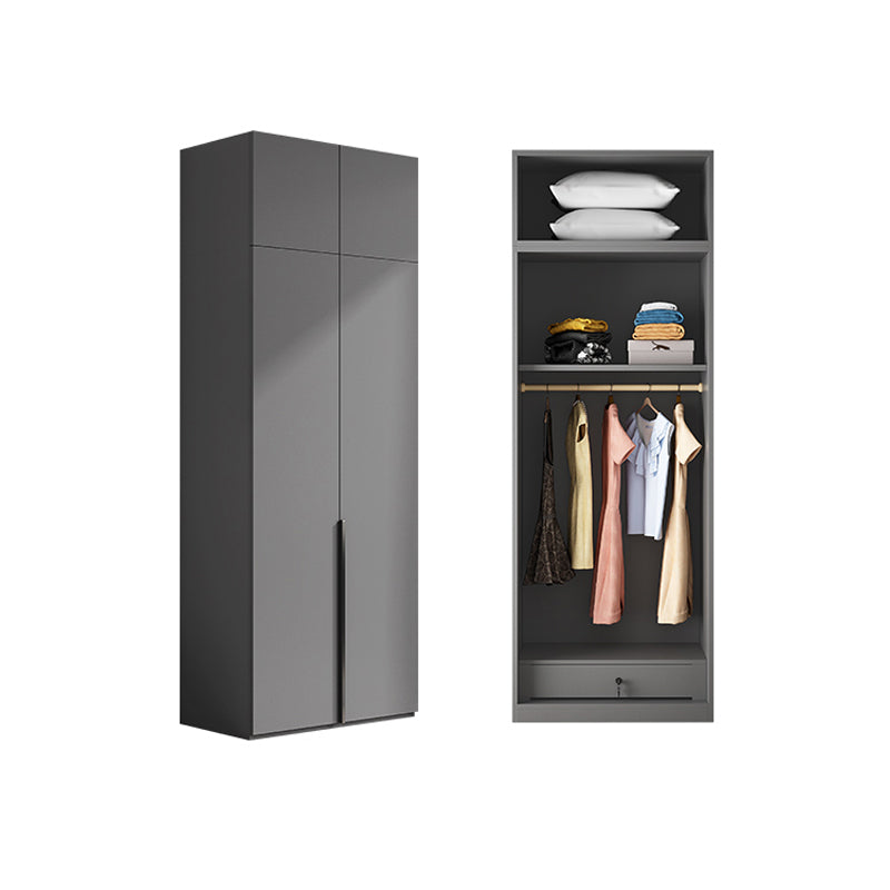 Gray Colour Wardrobe Armoire Wood Bedroom Wardrobe Closet with 1 Drawer