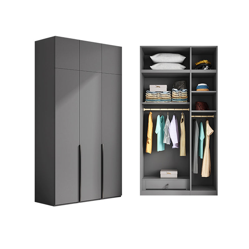 Gray Colour Wardrobe Armoire Wood Bedroom Wardrobe Closet with 1 Drawer