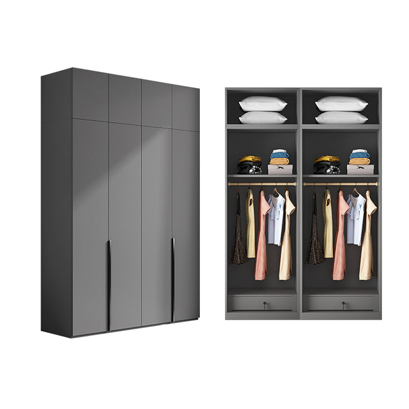 Gray Colour Wardrobe Armoire Wood Bedroom Wardrobe Closet with 1 Drawer