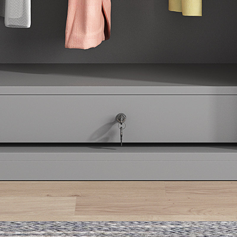 Gray Colour Wardrobe Armoire Wood Bedroom Wardrobe Closet with 1 Drawer