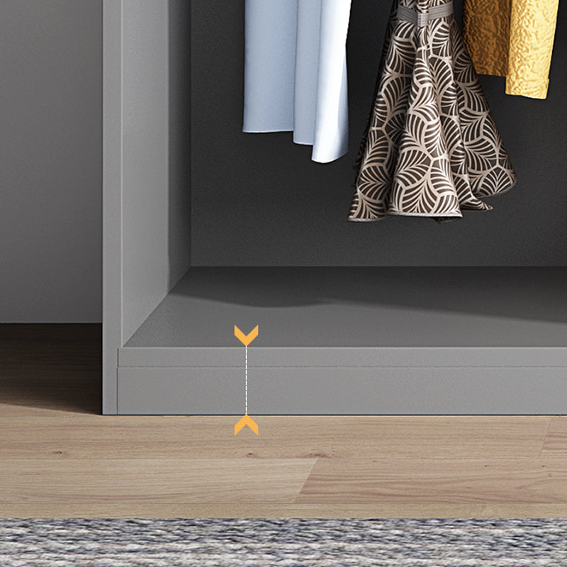 Gray Colour Wardrobe Armoire Wood Bedroom Wardrobe Closet with 1 Drawer