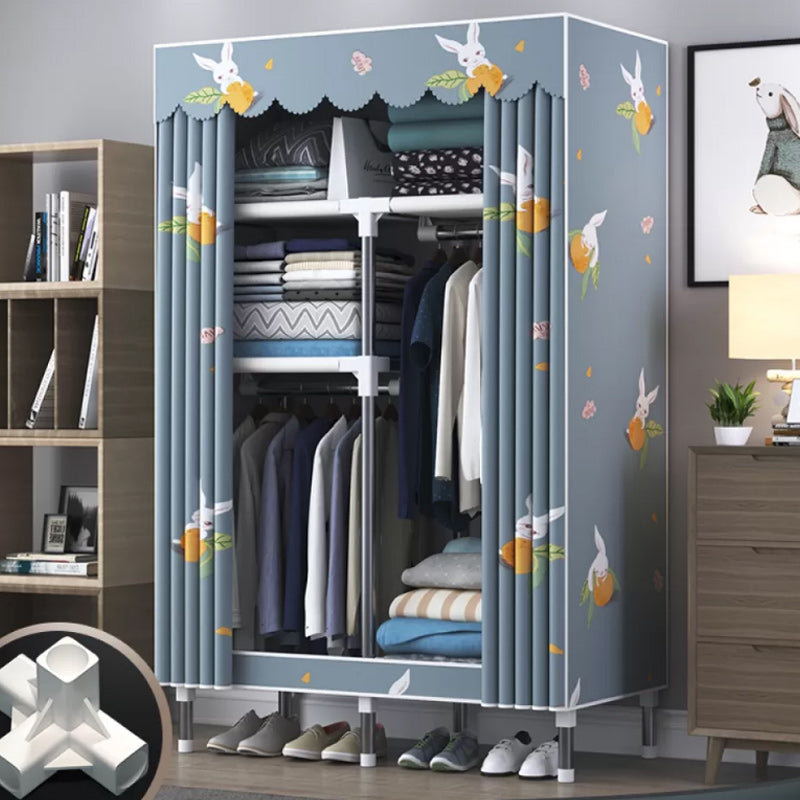 Contemporary Style Wardrobe Metal Bedroom Wardrobe Closet with Shelves